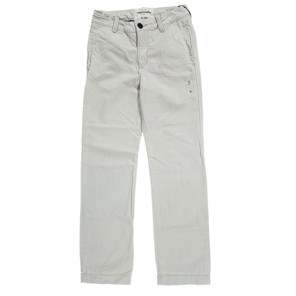 Abercrombie Kids Boys 12 Slim Khaki Chino Pants Straight Leg Casual